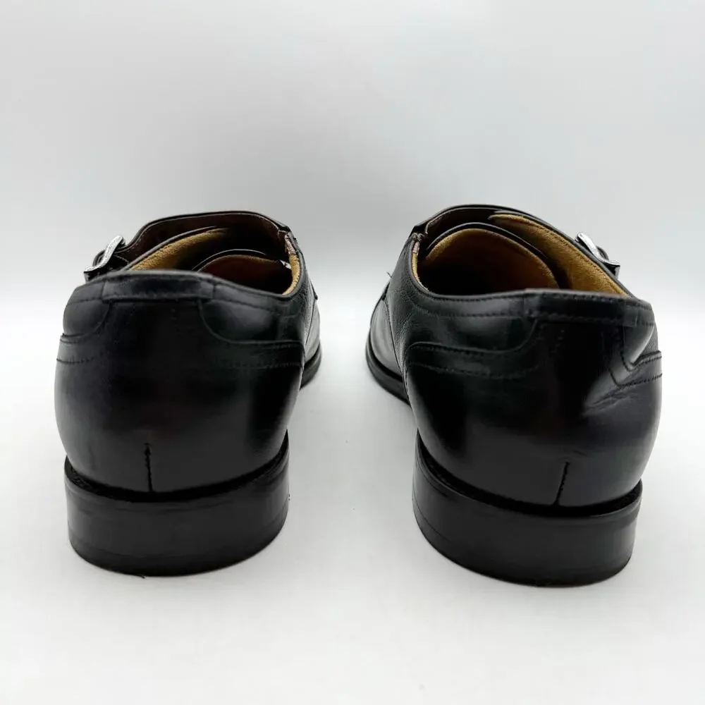 Florsheim Mens Rucci Monk Strap Dress Shoes US 7 Wide Black Leather Slip-On EUC